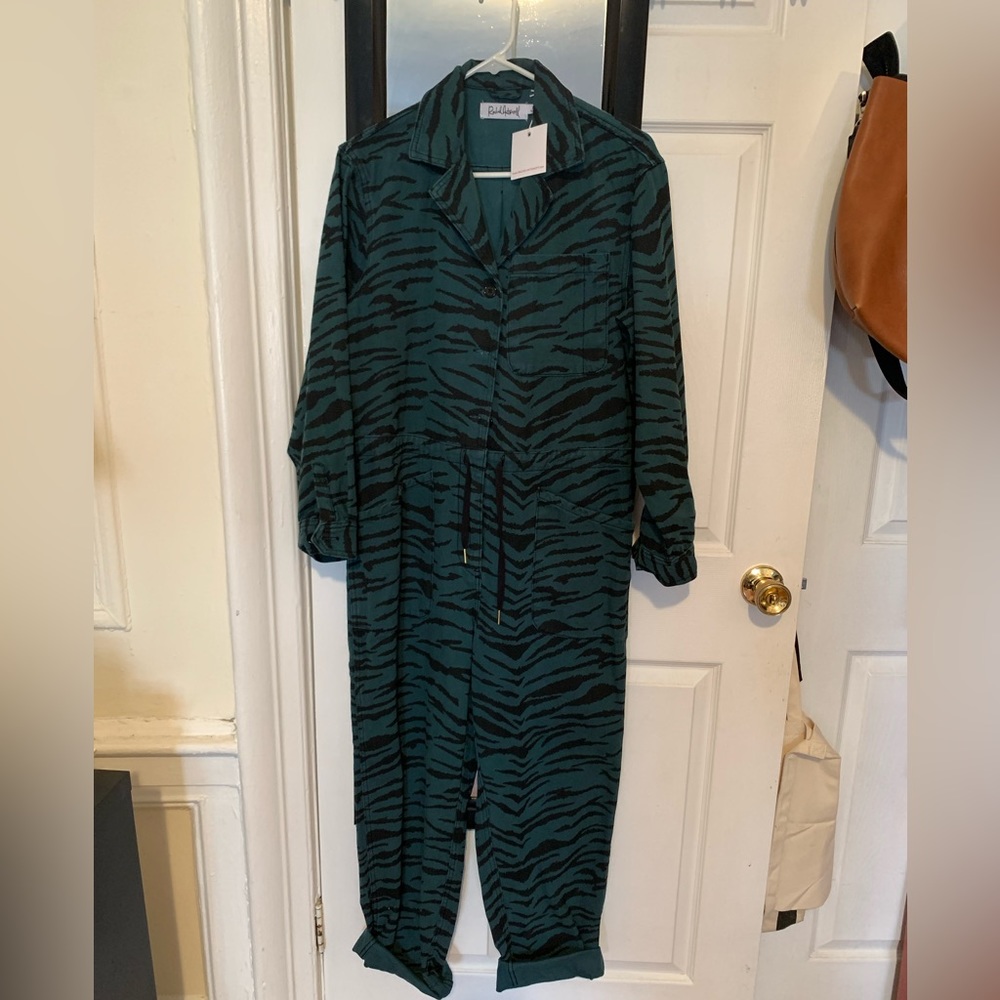 Rachel Antonoff Ziggy Jumpsuit Green Stripe Size Large